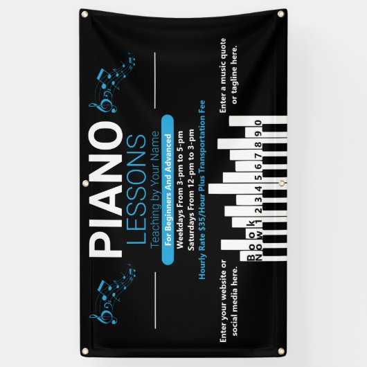 Pas Piano Lessen Muziek Docent Yard Spandoek (Verticaal)