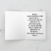 PAS PLUS de CARTE DE VOEUX de bleus de partie de (Intérieur)