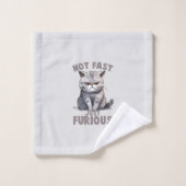 Pas rapide, juste furieux - Humour de chat gris (Gant de toilette)