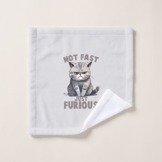 Pas rapide, juste furieux - Humour de chat gris (Gant de toilette)