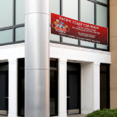 Pas Rode Auto Wash Comical Toon Auto Groot aan Spandoek (Buitenkant Gebouw)