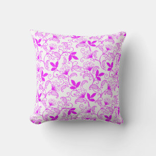 Pas roze bloemmotief aan kussen