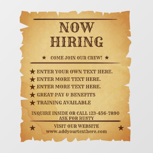 Pas  Rustic Generiek nu het Huren Poster aan Raamsticker (Vel)