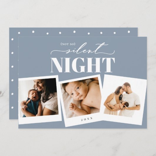 Pas si silencieux Nuit Dusty Blue Holiday Carte ph (Devant / Derrière)