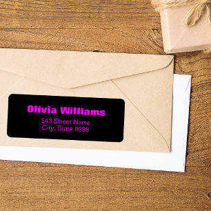 Pas Simple Neon Magenta aan in Elegante Zwart  Etiket