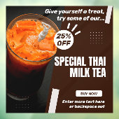 Pas speciale Thaise melk thee winkel Promo % korti Raamsticker (Vel 3)