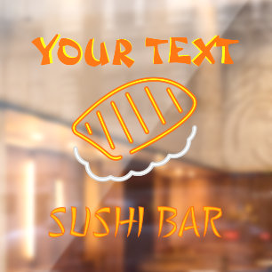 Pas Sushi Bar Faux Neon aan Raamsticker