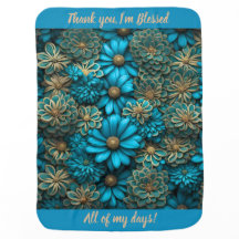 Pas tekst Heldere Turquoise Beige Daisies aan