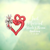 Pas twee samengevoegde harten net getrouwd raamsticker (Vel 3)