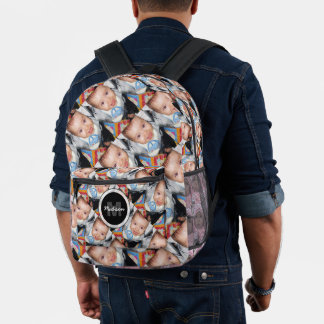 Pas uw aangepaste vijf fotopatroon Monogram aan Bedrukte Rugzak