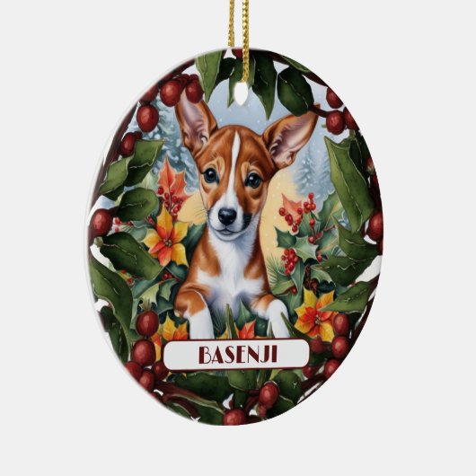 Pas uw Basenji-kerstversiering aan Keramisch Ornament (Rechts)