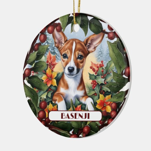 Pas uw Basenji-kerstversiering aan Keramisch Ornament (Links)
