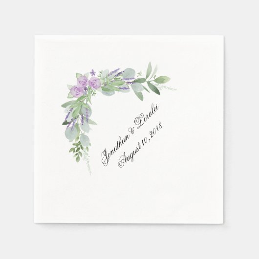 Pas uw bruiloft servetten groen & lavendel (Voorkant)