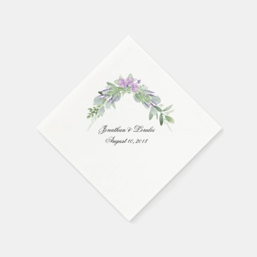 Pas uw bruiloft servetten groen & lavendel (Hoek)