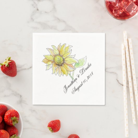 Pas uw bruiloft servetten Herfst Zonnebloemen (Insitu)