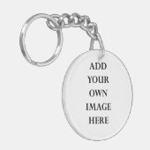 pas uw dubbelzijdige cirkelsleutelhanger aan sleutelhanger (Voorkant Links)