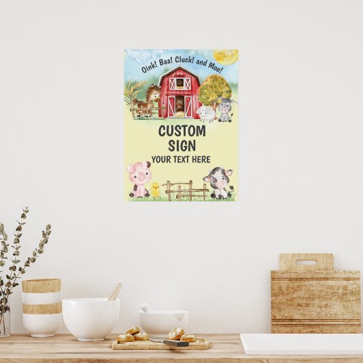 Pas uw eigen Boerderij thema verjaardagsfeestteken Poster (Keuken)