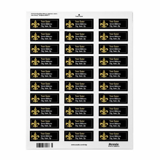 Pas uw eigen, Fleur-de-lis adresetiket aan Etiket (Full Sheet)
