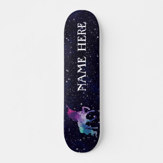Pas uw eigen kleurrijke, magische Unicorn aan Skateboard (Voorkant)