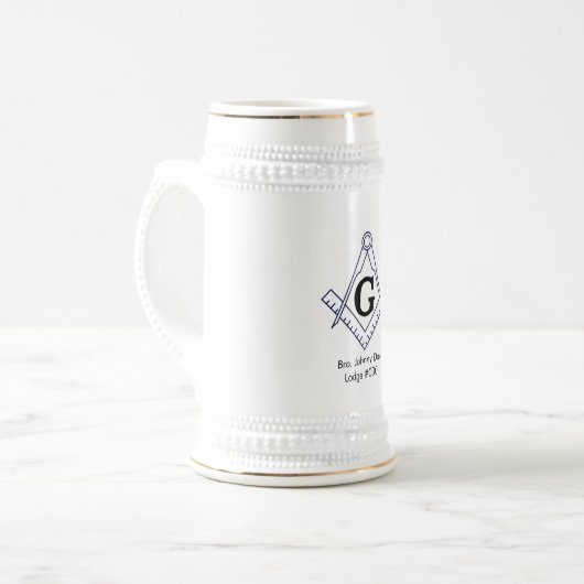 Pas uw eigen Masonic Stein Glass aan Bierpul (Voorkant links)