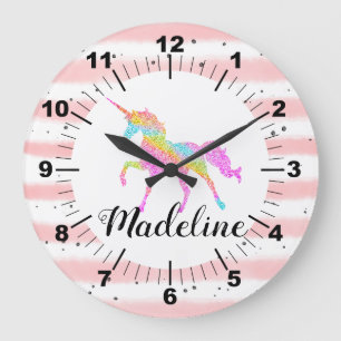 Pas uw eigen roze Unicorn Large Clock aan Grote Klok