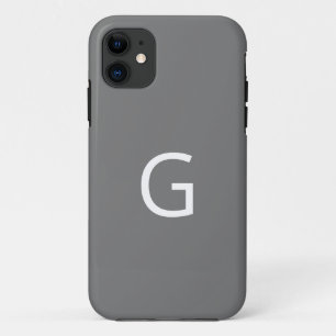 Pas uw Monogram aan, wit op grijs iPhone 11 Hoesje