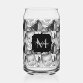 Pas uw zwart-wit foto aangepaste monogram aan blikvorm glas (Achterkant)