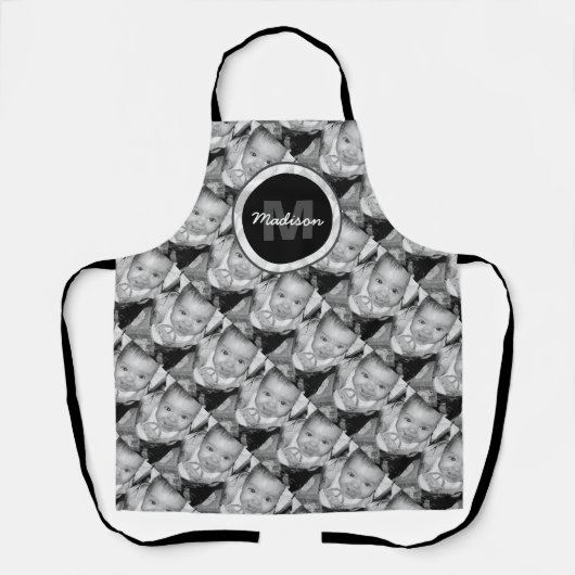 Pas Uw zwart-wit fotomodel monogram aan Schort (Voorkant)