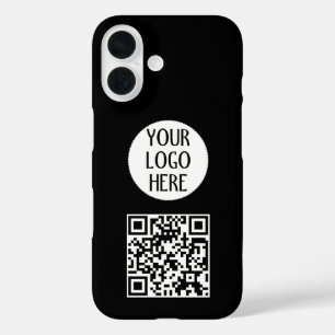 Pas Uw zwarte Witte logo van het QR-codebedrijf aa iPhone 16 Hoesje