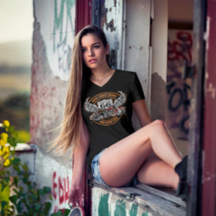 Pas Vintage Motorfiets Route 66 Vleugels Vrouwen a T-shirt