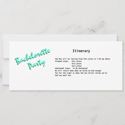 Pas voor vrijgezellenfeestbus kaart (Achterkant)