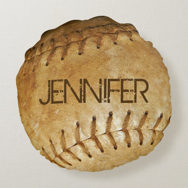 Pas  Witte Softball Witte stikken aan Rond Kussen (Achterkant)