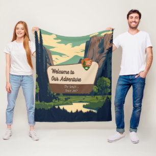 Pas Yosemite Valley Family Camping Adventure aan Fleece Deken