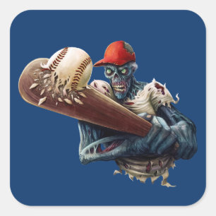 Pas Zombie-honkbal Slagter Griezelen Halloween aan Vierkante Sticker