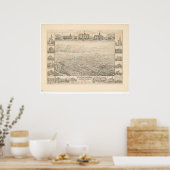 Pasadena, CA. Panoramische kaart (1305A) Poster (Keuken)