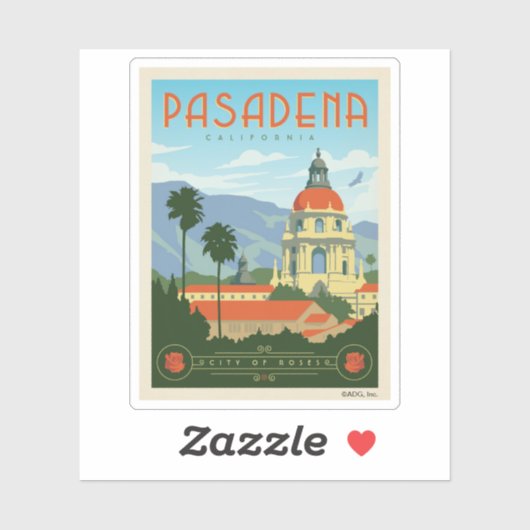 Pasadena, CA Sticker (Vel)