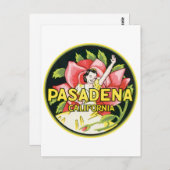 Pasadena California Luggage Label Briefkaart (Voorkant / Achterkant)
