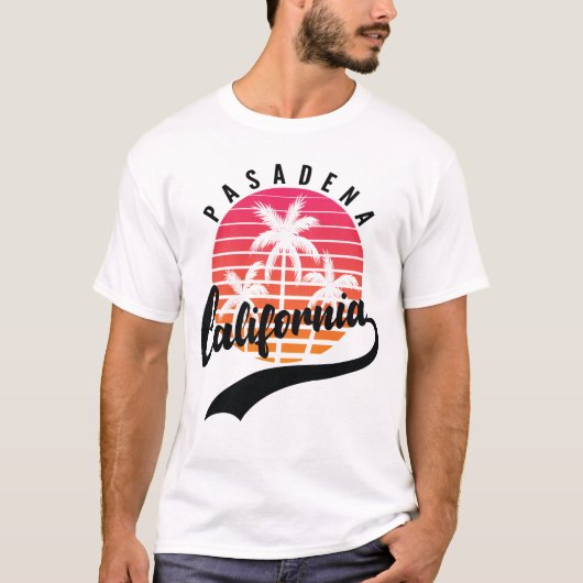 Pasadena, California Retro Sunset T-Shirt Homme (Devant)