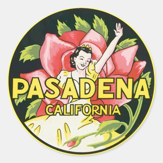 Pasadena California Ronde Sticker (Voorkant)