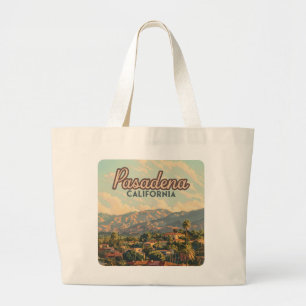 Pasadena Los Angeles California Mountains Vintage Grote Tote Bag