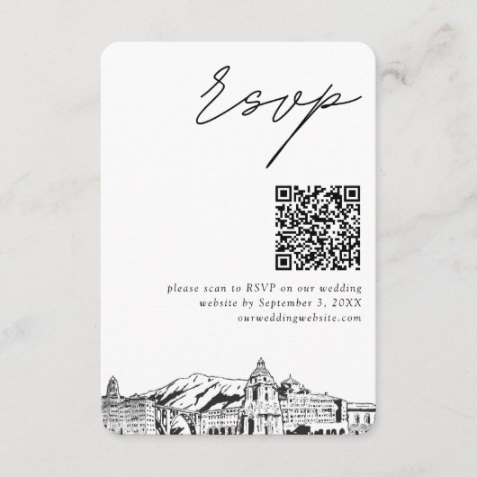 Pasadena Mariage RSVP QR Code carte petit boîtier (Devant)