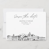 Pasadena Wedding Skyline Save the Date Kaart (Voorkant)