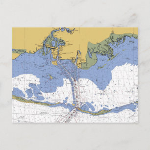 Pascagoula, Mississippi Nautical Chart Briefkaart