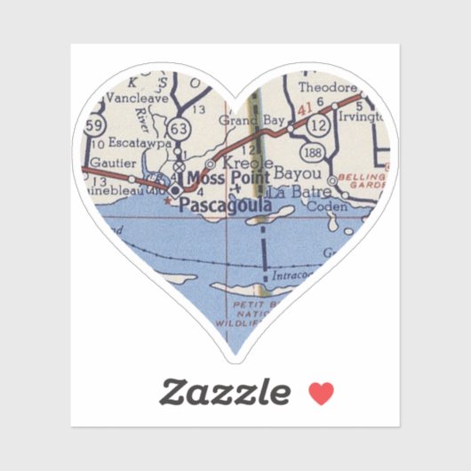 Pascagoula MS Map Sticker (Vel)