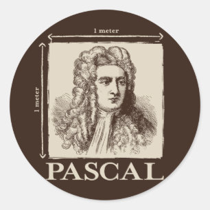 Pascal = 1 newton per vierkante meter wiskunde gra ronde sticker