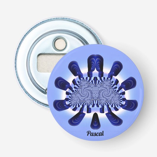PASCAL ~ Attractive Shades of Blue ~ Button Flesopener (Voorkant)