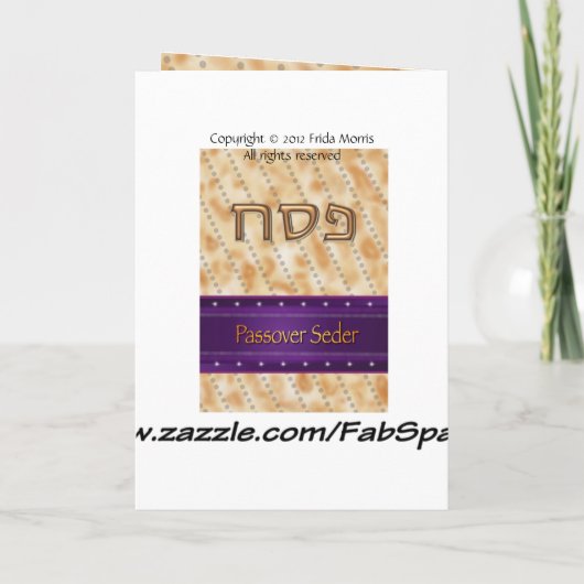 PASCHA SEDER UITNODIGING Joodse פסח Matzah Matzo (Achterkant)