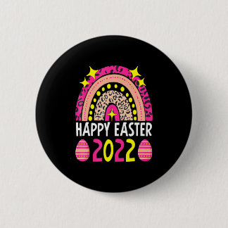 Pasen 2022 regenboog schattig gelukkig pasen 2022 ronde button 5,7 cm