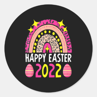 Pasen 2022 regenboog schattig gelukkig pasen 2022 ronde sticker