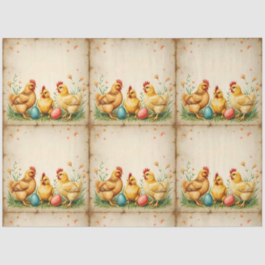  Pasen 3 Little Chicken Holiday Collectie Tissuepapier (Voorkant)